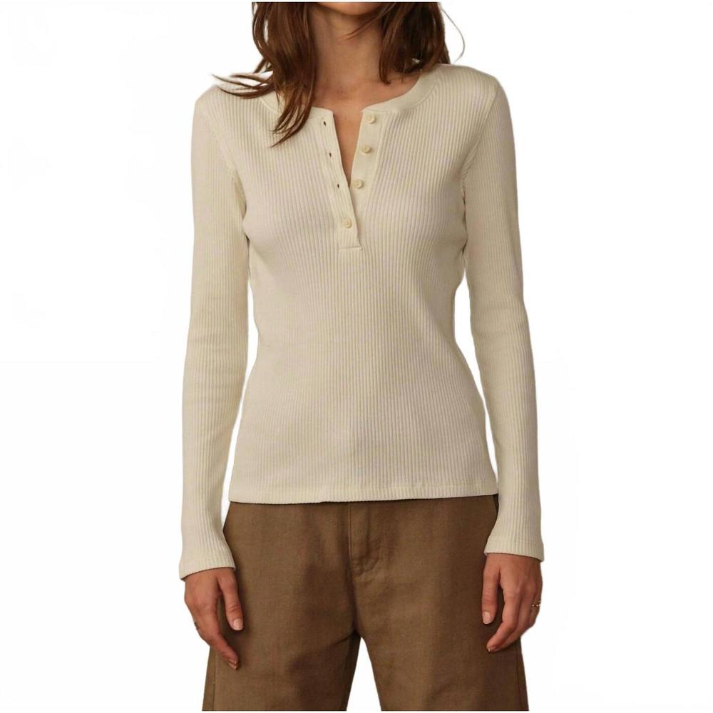 NEW ROAD TO NOWHERE tasmen ribbed henley top in stone